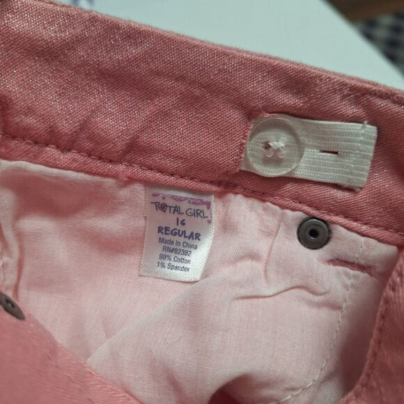 Total Girl Pink Pants Shiny Sparkle Girls 16 Reg Zip Ankle Pockets - Picture 8 of 11